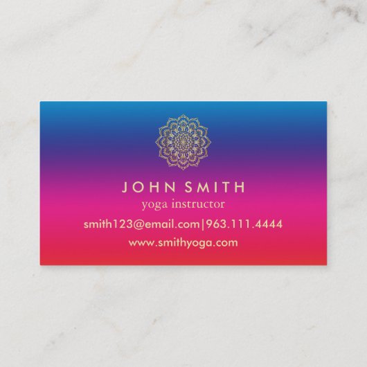 ミニマモダンリストバラ金ゴールドロータスヨガインストラクター 名刺 (裏面)