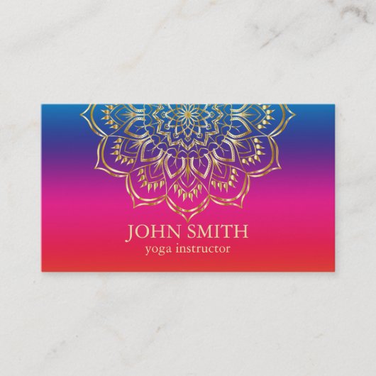 ミニマモダンリストバラ金ゴールドロータスヨガインストラクター 名刺 (正面)