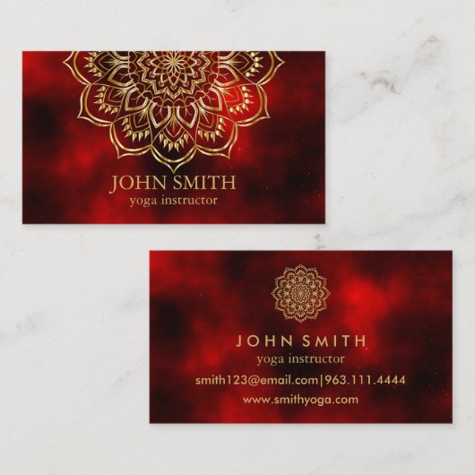 ミニマモダンリストバラ金ゴールドロータスヨガインストラクター 名刺 (正面/裏面)