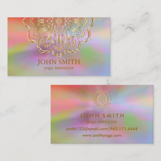 ミニマモダンリストバラ金ゴールドロータスヨガインストラクター 名刺 (正面/裏面)