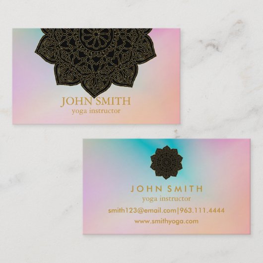 ミニマモダンリストバラ金ゴールドロータスヨガインストラクター 名刺 (正面/裏面)