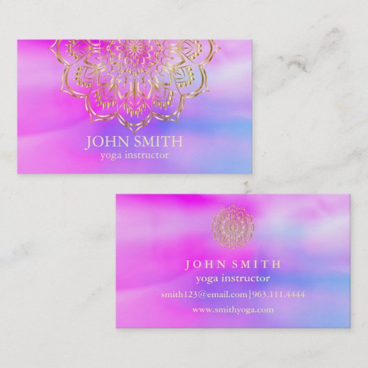 ミニマモダンリストバラ金ゴールドロータスヨガインストラクター 名刺 (正面/裏面)