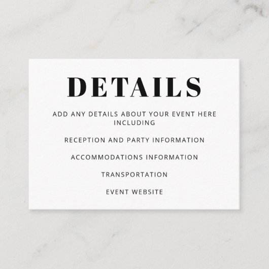 ミニマモダンリストバルミツワーベーシック・ホワイト エンクロージャーカード (正面)