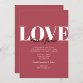 ミニマモダンリストバレンタイン·ラ結婚ブズ 招待状 (正面/裏面)