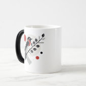 ミニマモダンリストバードアートマグ – ブラック、ホワイト、レア モーフィングマグカップ (正面左)