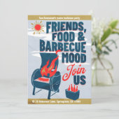 ミニマモダンリストバーベキューパーティの招待状カード 招待状 (スタンド正面)
