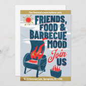 ミニマモダンリストバーベキューパーティの招待状カード 招待状 (正面/裏面)