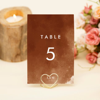 ミニマモダンリストバーンオレンジテラコッタ結婚ズ テーブルナンバー