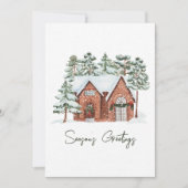 ミニマモダンリストパインフォレストファームハウスクリスマス シーズンカード (正面)