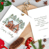 ミニマモダンリストパインフォレストファームハウスクリスマス シーズンカード