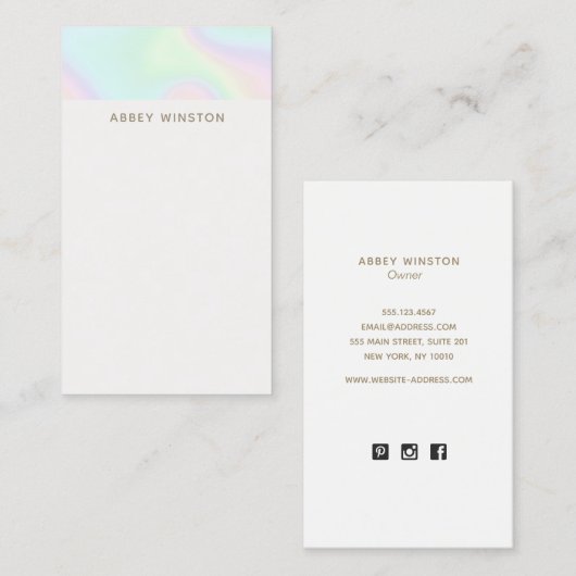 ミニマモダンリストパステルホログラフ 名刺 (正面/裏面)