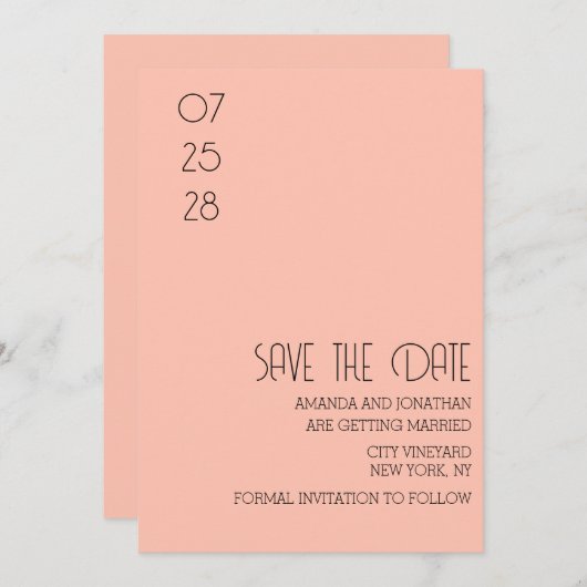 ミニマモダンリストパステル日付カードを保存 招待状 (正面/裏面)