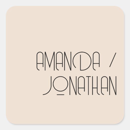 ミニマモダンリストパステル結婚ズ封筒用シール スクエアシール (正面)