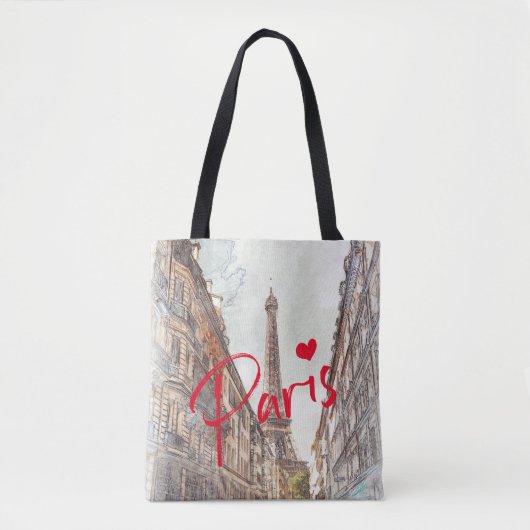 ミニマモダンリストパリエッフェルタワーウォーター色 トートバッグ (正面)