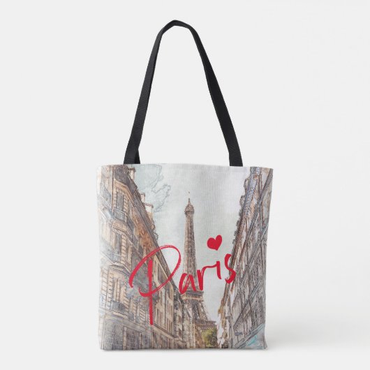 ミニマモダンリストパリエッフェルタワーウォーター色 トートバッグ (裏面)
