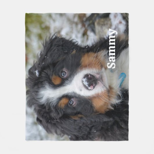 ミニマモダンリストパーソナライズされたのペット犬の写真 フリースブランケット (正面)