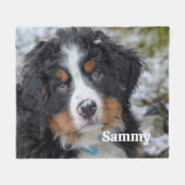 ミニマモダンリストパーソナライズされたのペット犬の写真 フリースブランケット (正面(横))