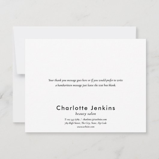 ミニマモダンリストビジネス白黒 サンキューカード (裏面)