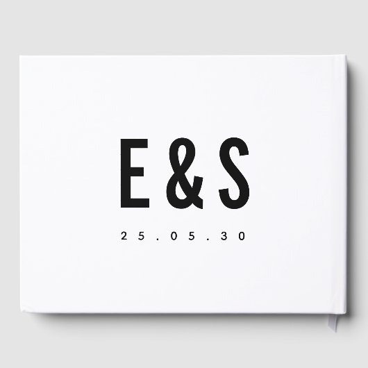 ミニマモダンリストビッはっきりしたグモノグラム結婚シック ゲストブック (裏面)