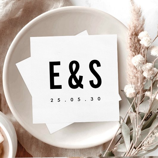 ミニマモダンリストビッはっきりしたグモノグラム結婚シック スタンダードカクテルナプキン