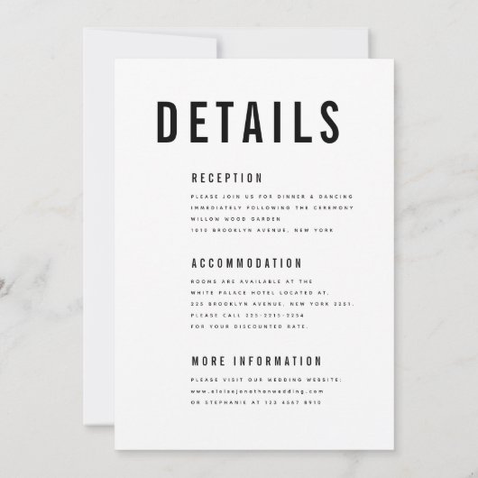 ミニマモダンリストビッはっきりしたグモノグラム詳細結婚ズ 招待状 (裏面)