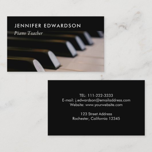 ミニマモダンリストピアノ先生プロフェッショナル 名刺 (正面/裏面)