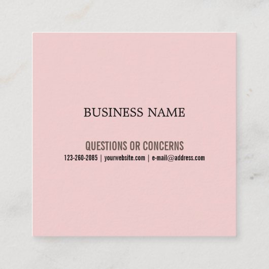 ミニマモダンリストピンクまつげアフターケアカード スクエア名刺 (裏面)