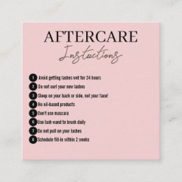 ミニマモダンリストピンクまつげアフターケアカード スクエア名刺