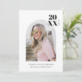 ミニマモダンリストピンクアーチ写真卒業パーティー 招待状 (スタンド正面)