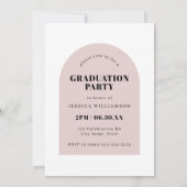 ミニマモダンリストピンクアーチ写真卒業パーティー 招待状 (裏面)