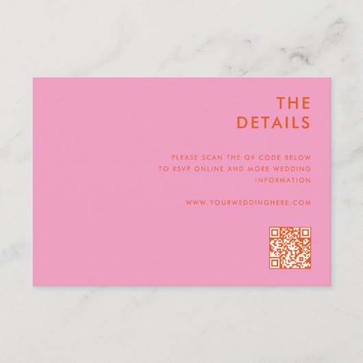 ミニマモダンリストピンクオ結婚レンジズ エンクロージャーカード (正面)