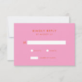ミニマモダンリストピンクオ結婚レンジズ 出欠カード (正面)