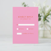 ミニマモダンリストピンクオ結婚レンジズ 出欠カード (スタンド正面)