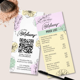 ミニマモダンリストピンクグリーン金ゴールドフローララインアート ラックカード