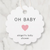 ミニマモダンリストピンクハートかわいい赤ちゃんシャワー フェイバータグ (正面)