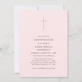 ミニマモダンリストピンクベビーガール《キリスト教》洗礼式や命名式写真 招待状 (正面)