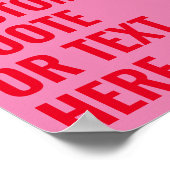 ミニマモダンリストピンクレッドはっきりしたカスタム引用文 ポスター (角)