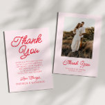 ミニマモダンリストピンクレッド写真結婚ズ サンキューカード<br><div class="desc">ミニマモダンリストのピミニマルンクとレッドの写真の写真のサンキューカードで結婚す！</div>