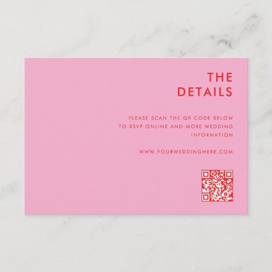 ミニマモダンリストピンクレッド結婚ズ エンクロージャーカード (正面)