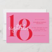 ミニマモダンリストピンクレッド18誕生日 招待状 (正面)