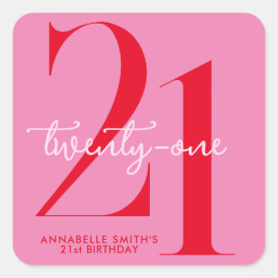 ミニマモダンリストピンクレッド21歳の誕生日 スクエアシール