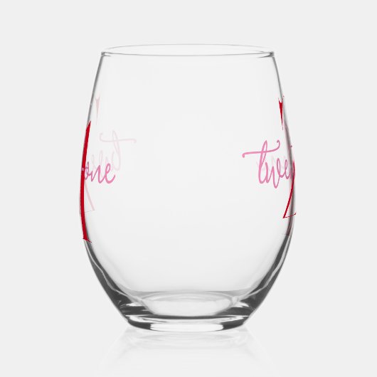 ミニマモダンリストピンクレッド21歳の誕生日 ステムなしワイングラス (左)