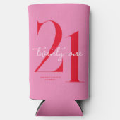 ミニマモダンリストピンクレッド21歳の誕生日 スリム缶クーラー (正面)