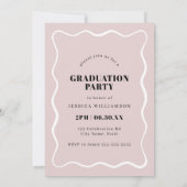 ミニマモダンリストピンク波状写真卒業パーティー 招待状 (裏面)