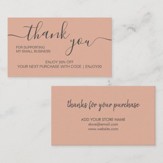 ミニマモダンリストピンク注文ありがとう 名刺 (正面/裏面)