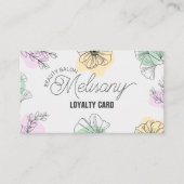 ミニマモダンリストピンク金ゴールドグリーンフローララインアート ロイヤリティカード (正面)