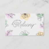 ミニマモダンリストピンク金ゴールドグリーンフローララインアート 名刺 (正面)