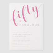 ミニマモダンリストピンク50誕生日 ベラム紙招待状 (正面)