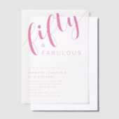 ミニマモダンリストピンク50誕生日 ベラム紙招待状 (オフセット)