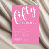 ミニマモダンリストピンク50誕生日 招待状